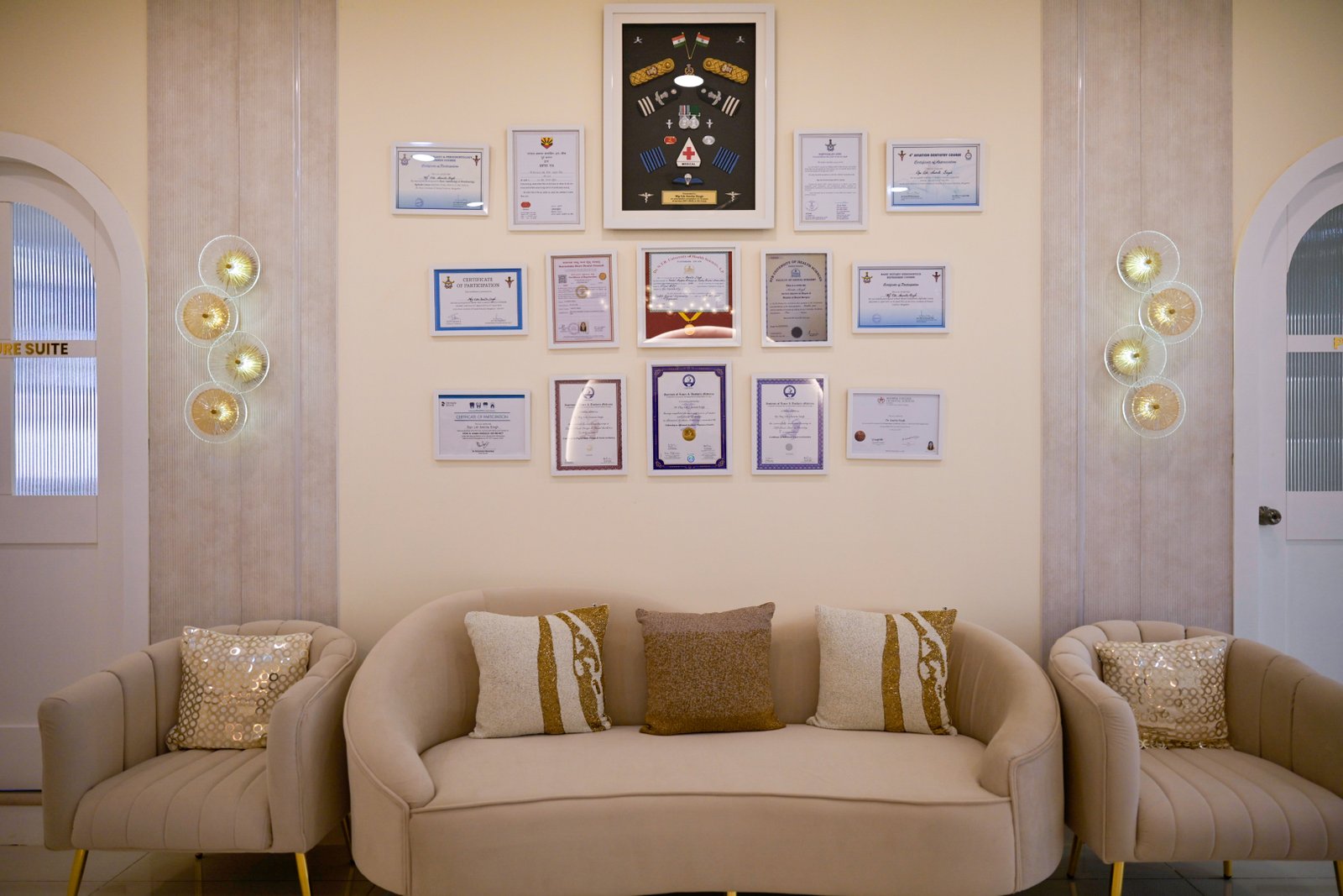 The Smile Edit – Pearl Suite Entrance with Gold Lights