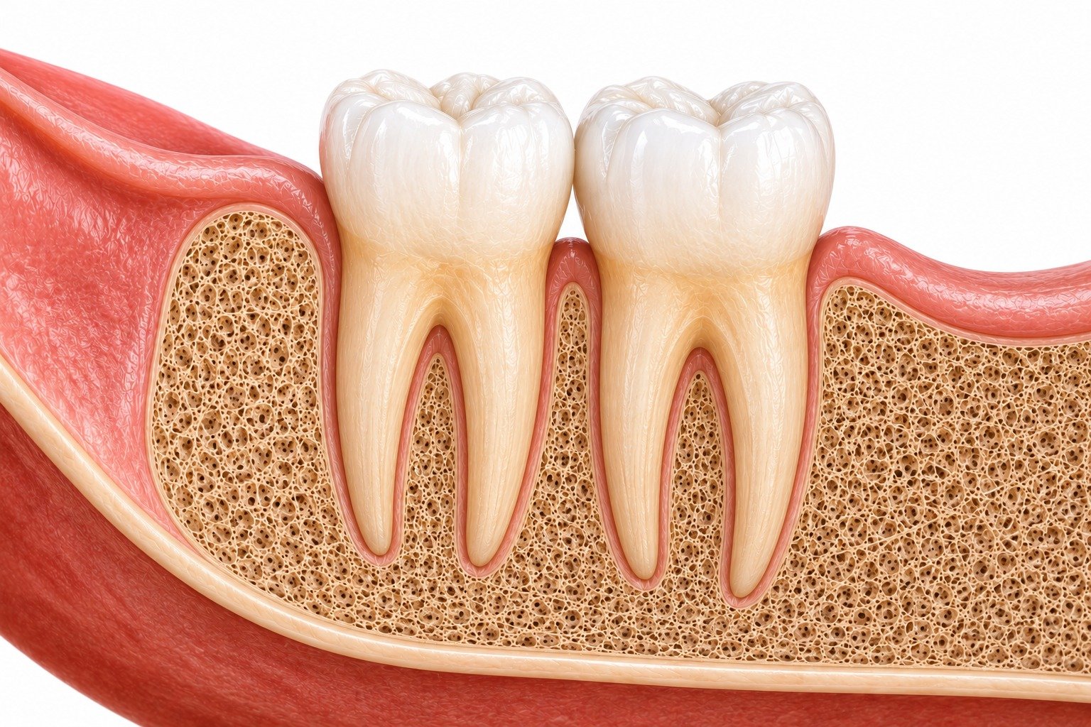 Erupted wisdom tooth fully above the gum line