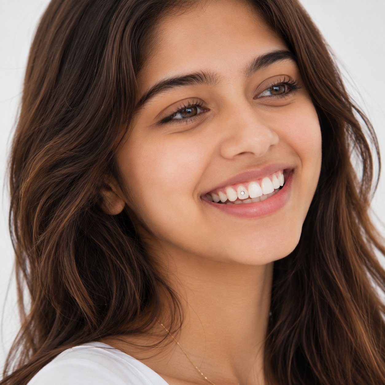 Close-up of a sparkling tooth gem on a front tooth — tooth jewellery at The Smile Edit Bangalore